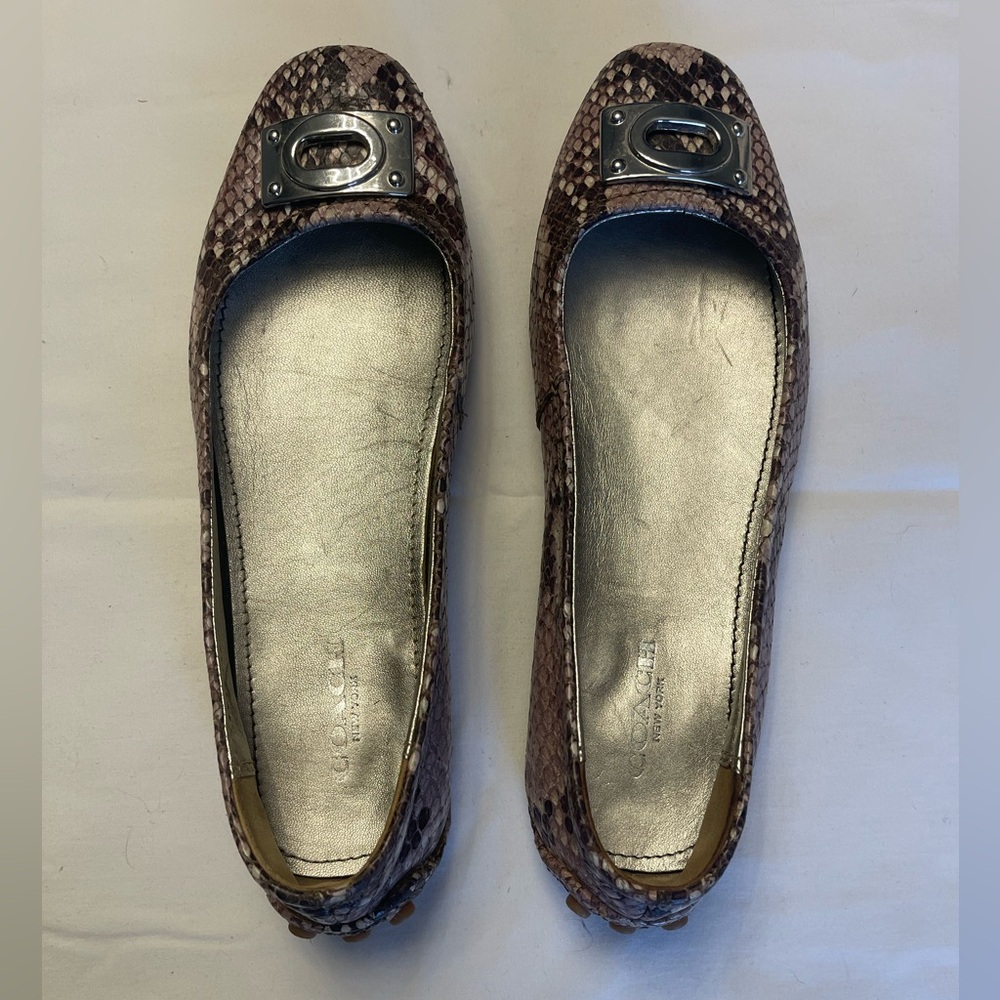 Coach Tan Snake Print Loafers